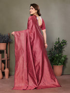 Vedant Vastram Litchi Silk Banarasi Silk Saree - Maroon | Grocsy