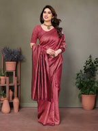 Vedant Vastram Litchi Silk Banarasi Silk Saree - Maroon | Grocsy