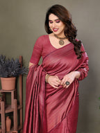 Vedant Vastram Litchi Silk Banarasi Silk Saree - Maroon | Grocsy