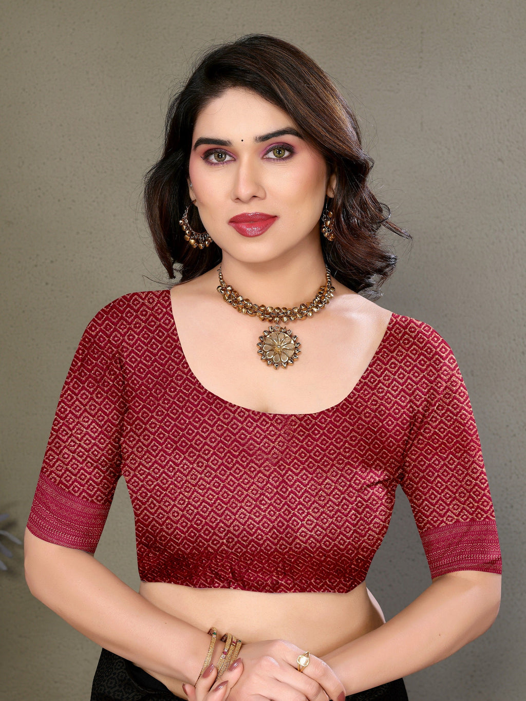 Vedant Vastram Litchi Silk Banarasi Silk Saree - Maroon | Grocsy