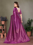 Vedant Vastram Litchi Silk Banarasi Silk Saree - Purple | Grocsy