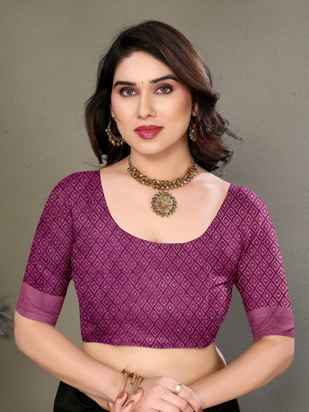 Vedant Vastram Litchi Silk Banarasi Silk Saree - Purple | Grocsy