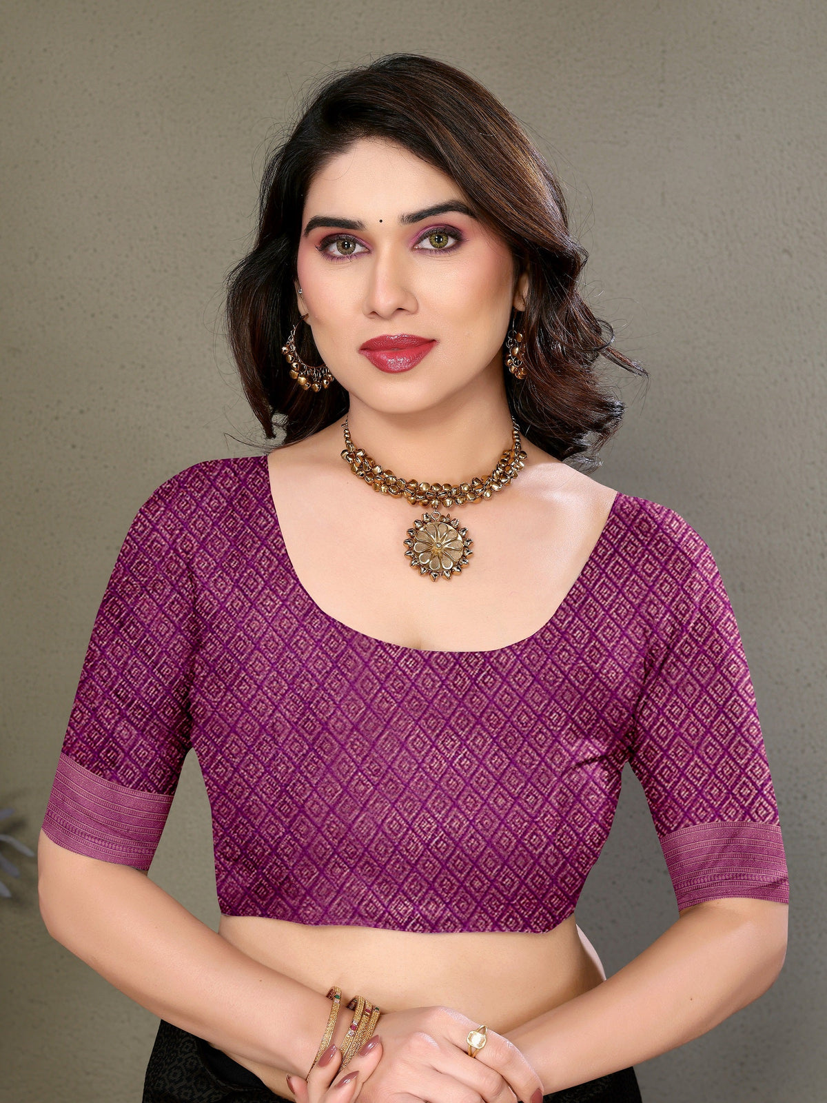 Vedant Vastram Litchi Silk Banarasi Silk Saree - Purple | Grocsy
