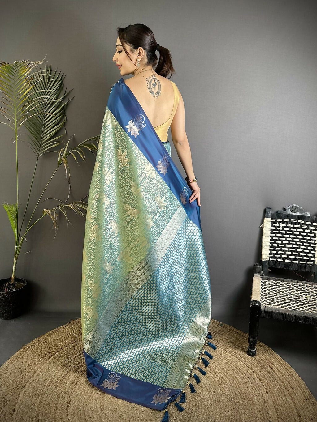 Joban Fashion Pista Green Intricate Zari Weaving Soft Silk Dharmavaram Saree | Grocsy