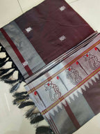 DEIANA'S Beautiful Designer Golden zari Soft Lichi Silk Saree - Wine | Grocsy