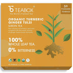 Teabox Organic Turmeric Ginger Tulsi Green Tea Bags | Grocsy