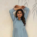 Jyoti Fashion Women's Sky Blue Rinkal Cotton Plain with Side Pocket Kurtis & Sets | Grocsy