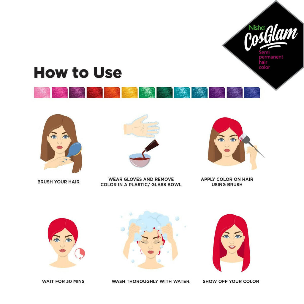Nisha Cosglam Semi Permanent Hair Color 23 Valentine Red | Grocsy
