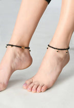 Mominos Fashion Kamal Johar Black Beads Anklets | Grocsy