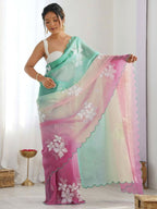 PR Fashion Rama_Bit Gold Crush Embroidery Work Saree | Grocsy