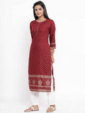 Yufta Maroon Printed Kurta | Grocsy