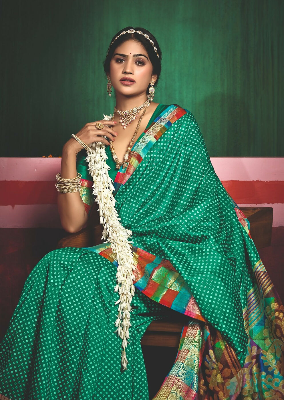 Joban Fashion Tushar Silk Bottle Green Colored With Zari Border And Designer Pallu Saree | Grocsy