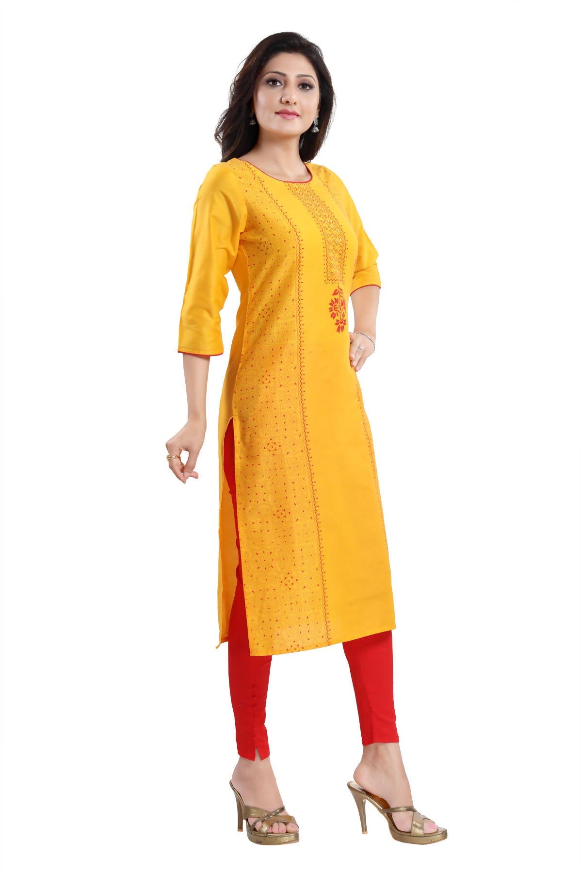 Snehal Creations Cotton Silk Printed Long Kurti With Sequence Highlight | Grocsy