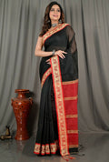 Exclusive Collection Beautiful Khadi Cotton Black Handloom Saree | Grocsy