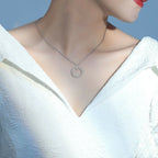 Cauer Elegant 14K White Gold Plated Moissanite Pendant Necklace | Grocsy