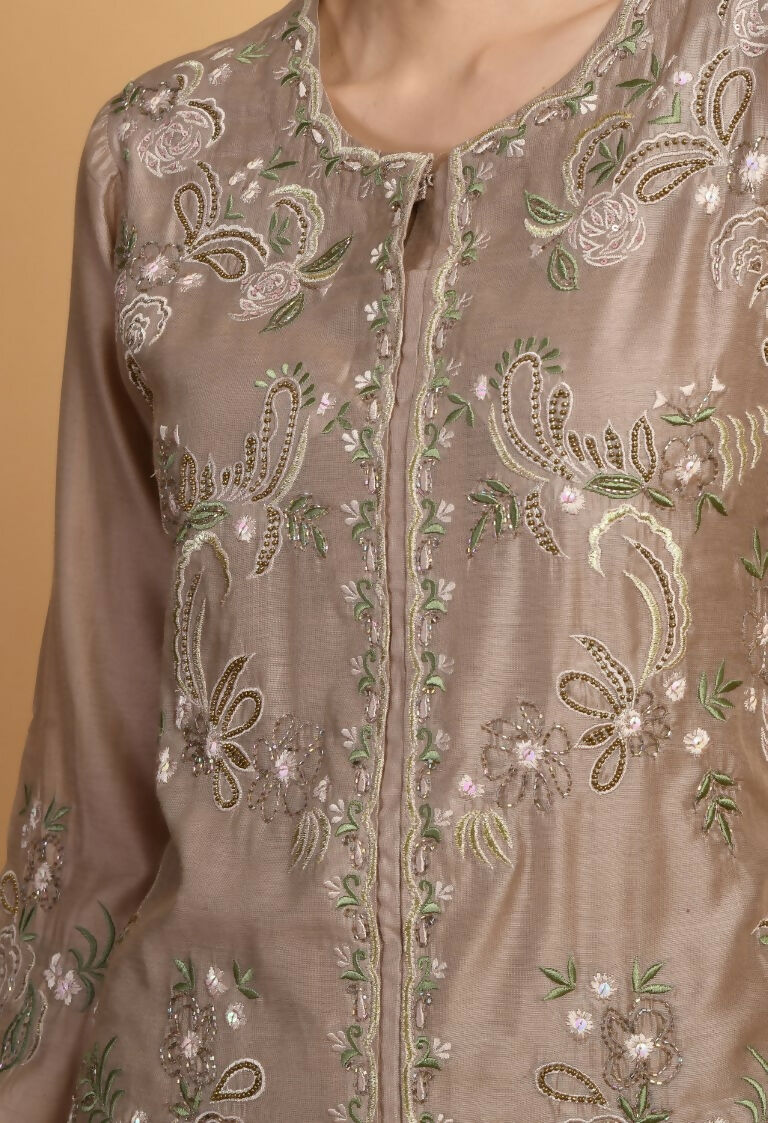 Joban Fashion Coffee Chanderi Kurta Set | Grocsy