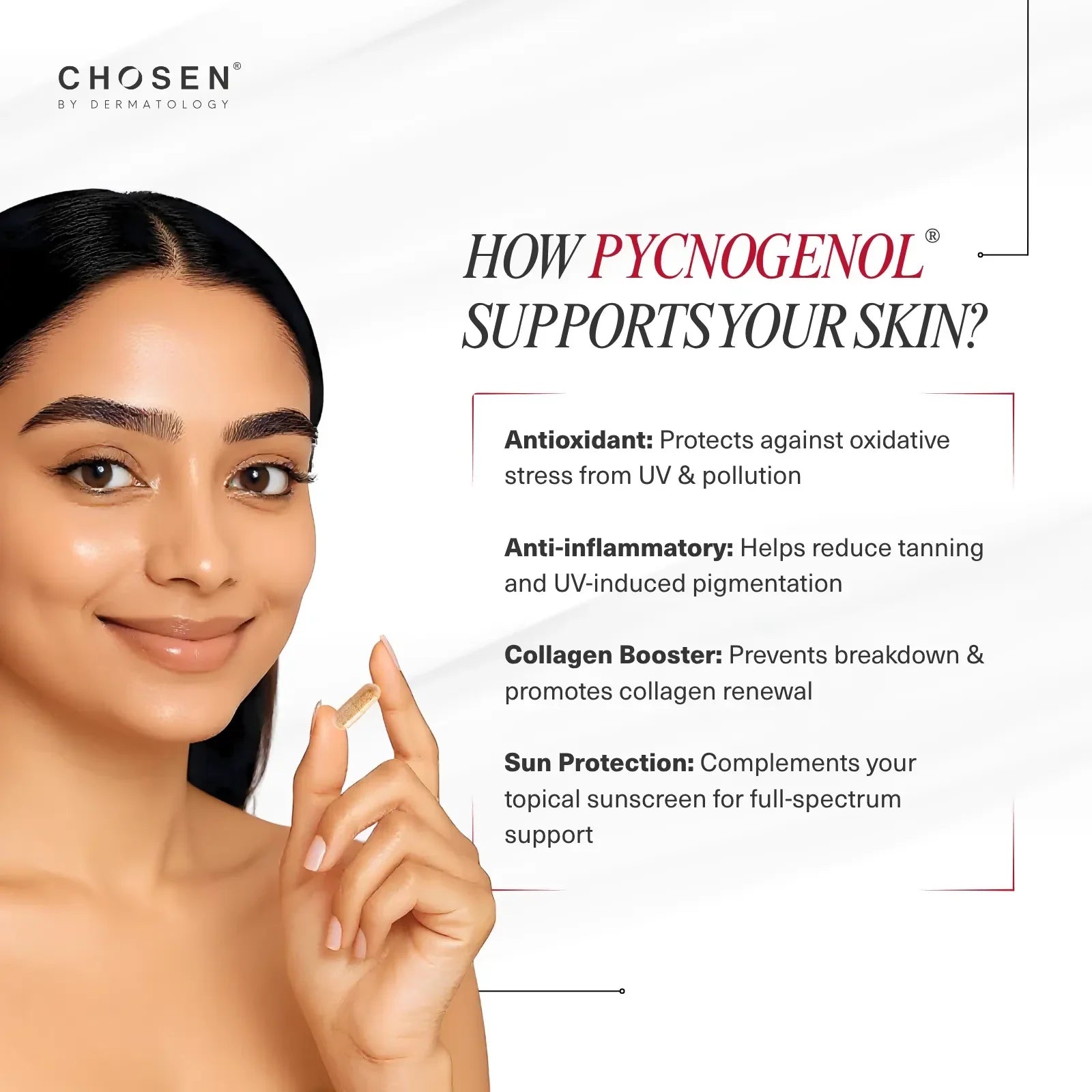 Chosen White Pine Pycnogenol Capsules for Internal Photo Protector And Pigmentation Fighter | Grocsy