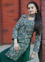 Teeya Creation Green Color Tapeta Silk Embroidery Work Party Wear Palazzo Set | Grocsy