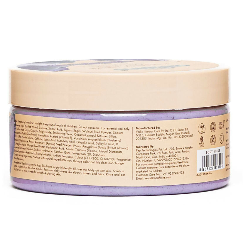 mCaffeine Blueberry Breeze Body Scrub, Exfoliates, Removes Tan, Fruity Blueberry Aroma | Grocsy