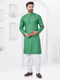 Joban Fashion Men's Rayon Cotton Green Printed Kurta Pyjama set | Grocsy