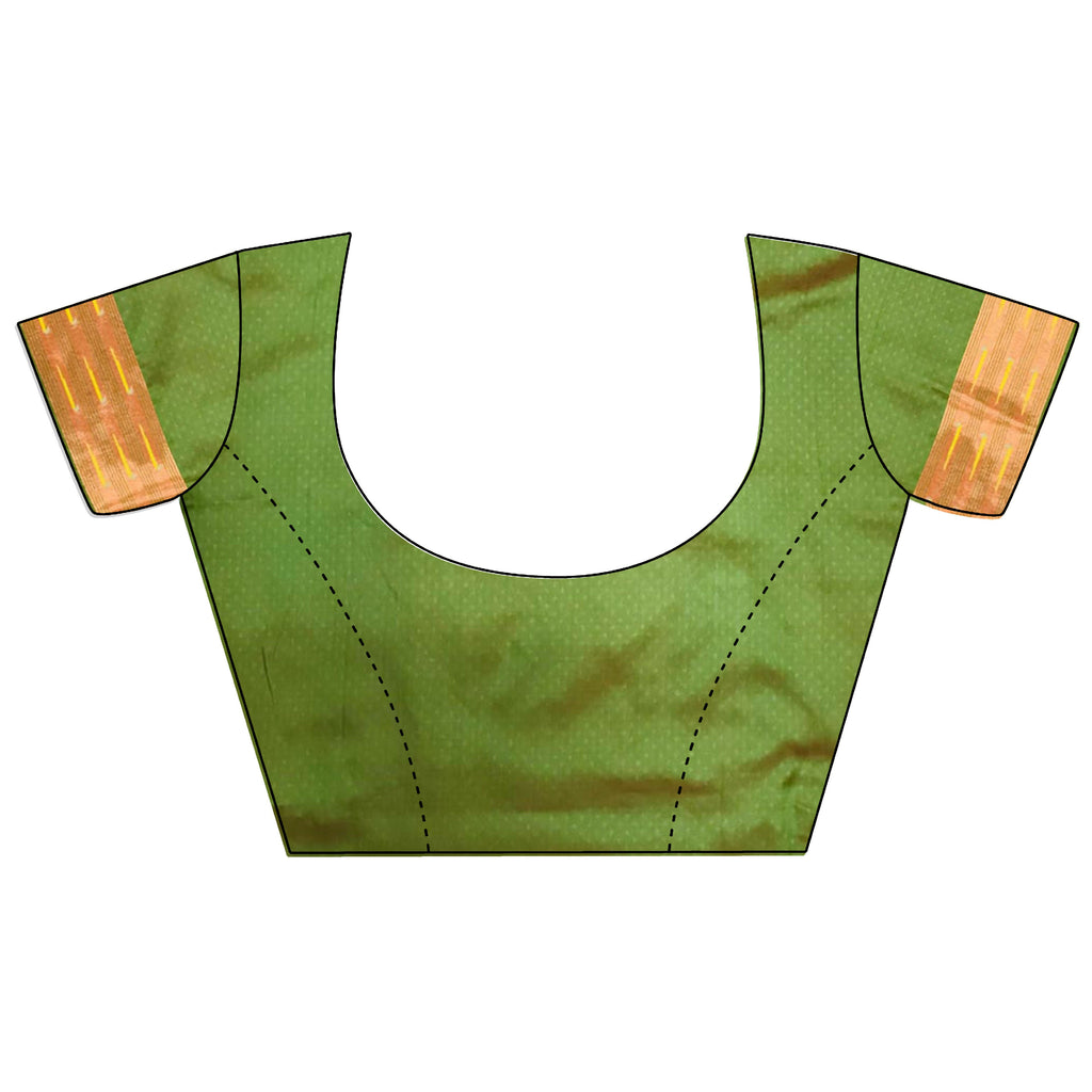 Joban Fashion Olive Green Jacquard Butti Soft Lichi Silk Paithani Saree | Grocsy