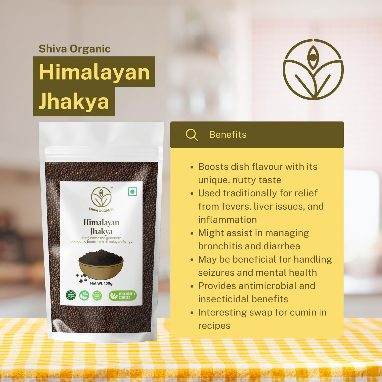 Shiva Organic Himalayan jakhiya seeds pahadi (Wild Mustard) Black Jakhya Seeds | Grocsy
