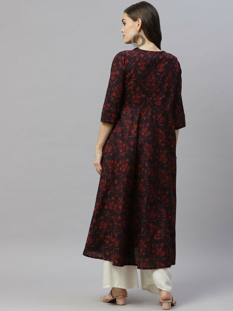 Miravan Women's Anarkalis Pure Cotton Floral Print Anarkali Kurta | Grocsy