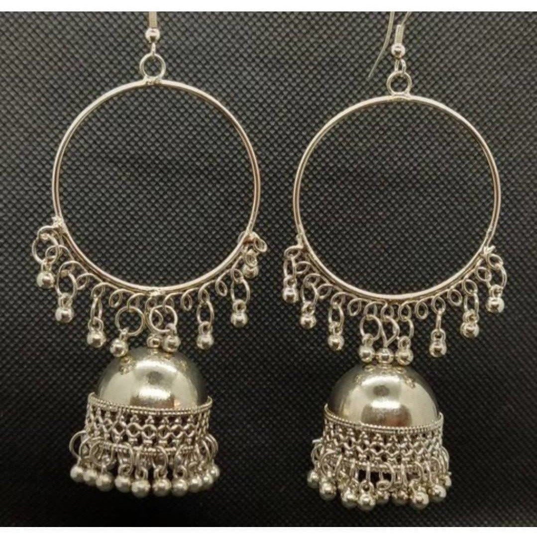 MS Fashion India Party Wear Silver Ring Tassel Jhumka Earrings | Grocsy