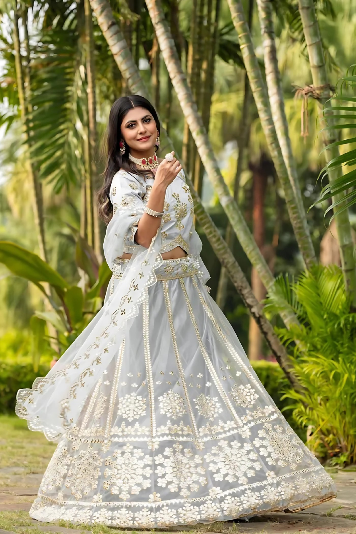 Lehenga Mart Designer Wedding Lehenga Choli For Women - Grey | Grocsy