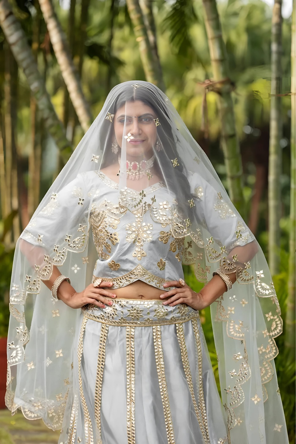 Lehenga Mart Designer Wedding Lehenga Choli For Women - Grey | Grocsy