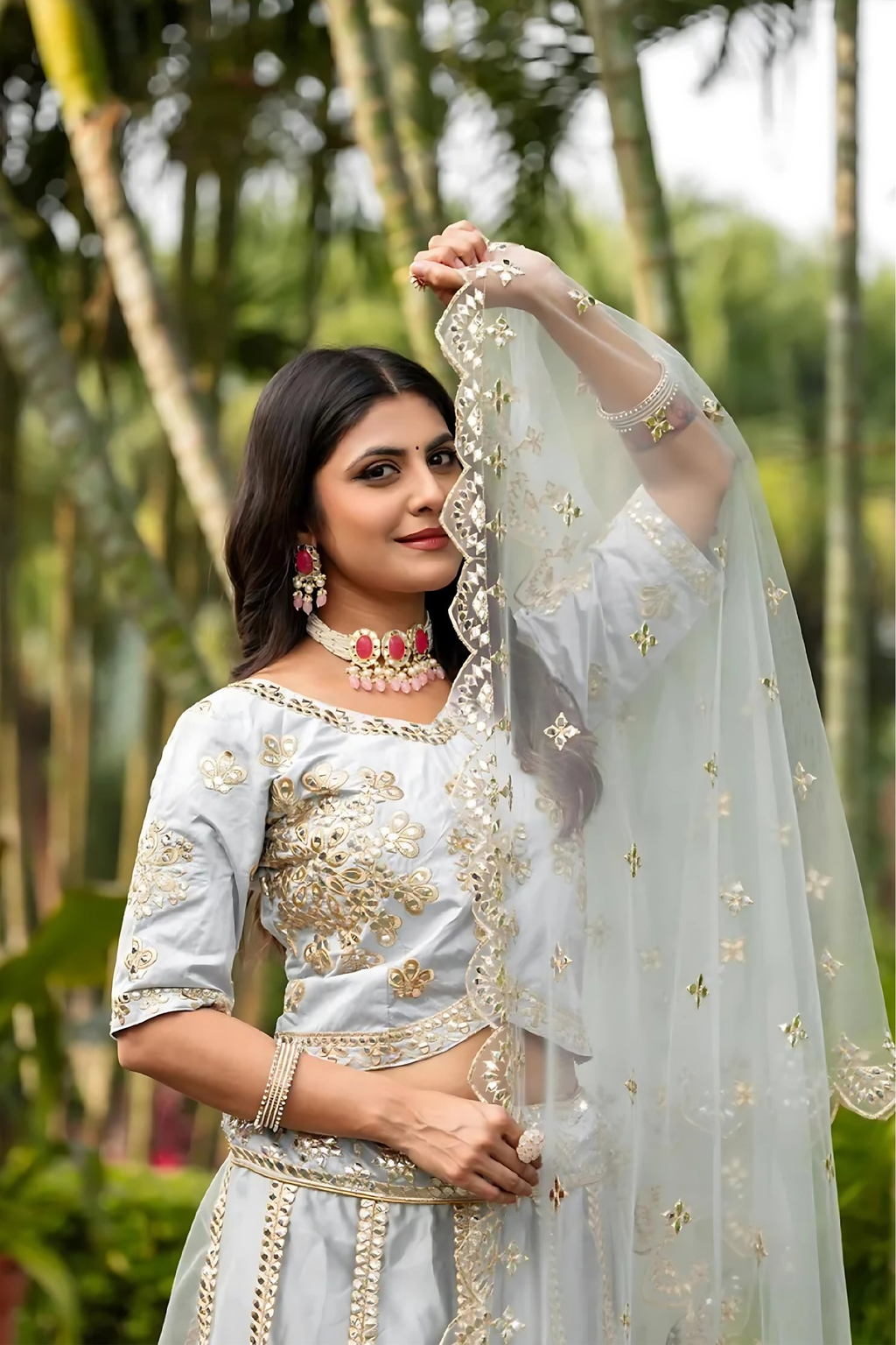 Lehenga Mart Designer Wedding Lehenga Choli For Women - Grey | Grocsy