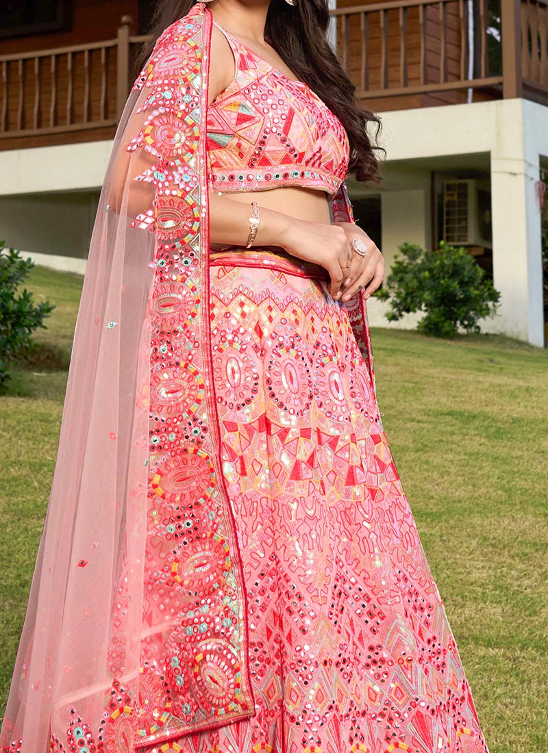 Lehenga Mart Designer Wedding Lehenga Choli For Women - Pink | Grocsy