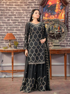 Lehenga Mart Designer Chinon Sharara Suit With Sequence Embroidered Work - Black | Grocsy