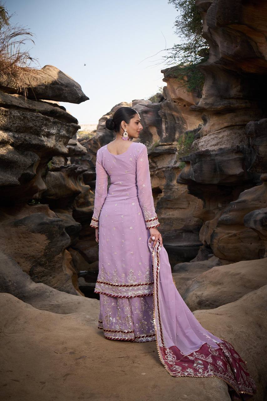 Lehenga Mart Designer Faux Georgette Ready to wear Sharara Suit for Eid | Grocsy