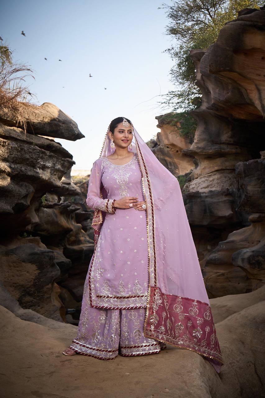 Lehenga Mart Designer Faux Georgette Ready to wear Sharara Suit for Eid | Grocsy