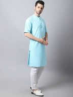 Even Apparels Black Pure Cotton Men's Kurta With Band Collar | Grocsy