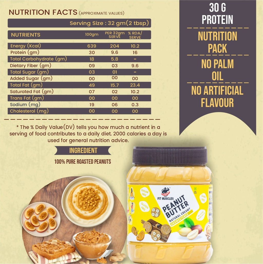 Fit Muscles Natural Peanut Butter Creamy Smooth | Grocsy