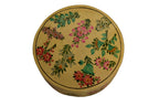 Nizalia Floral Motif Embossed Cream Paper Mache Round Coasters | Grocsy