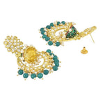 Jewel City Green and Gold-Plated Kundan Chandbali Earrings – Traditional Indian Jhumka Earrings with Pearls | Grocsy