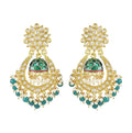 Jewel City Green and Gold-Plated Kundan Chandbali Earrings – Traditional Indian Jhumka Earrings with Pearls | Grocsy
