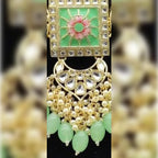Jewel City Regal Kundan Meena Necklace and Earrings Set with Mint Beads -Exquisite Indian Bridal Jewelry Collection | Grocsy