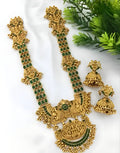 Jewel City Exquisite Antique Gold Temple Jewelry Set with Emerald Accents - South Indian Bridal Collection | Grocsy