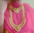 Jewel City Regal Lakshmi Temple Jewelry Set - Gold-Plated Necklace and Earrings with Pearl Clusters | Grocsy