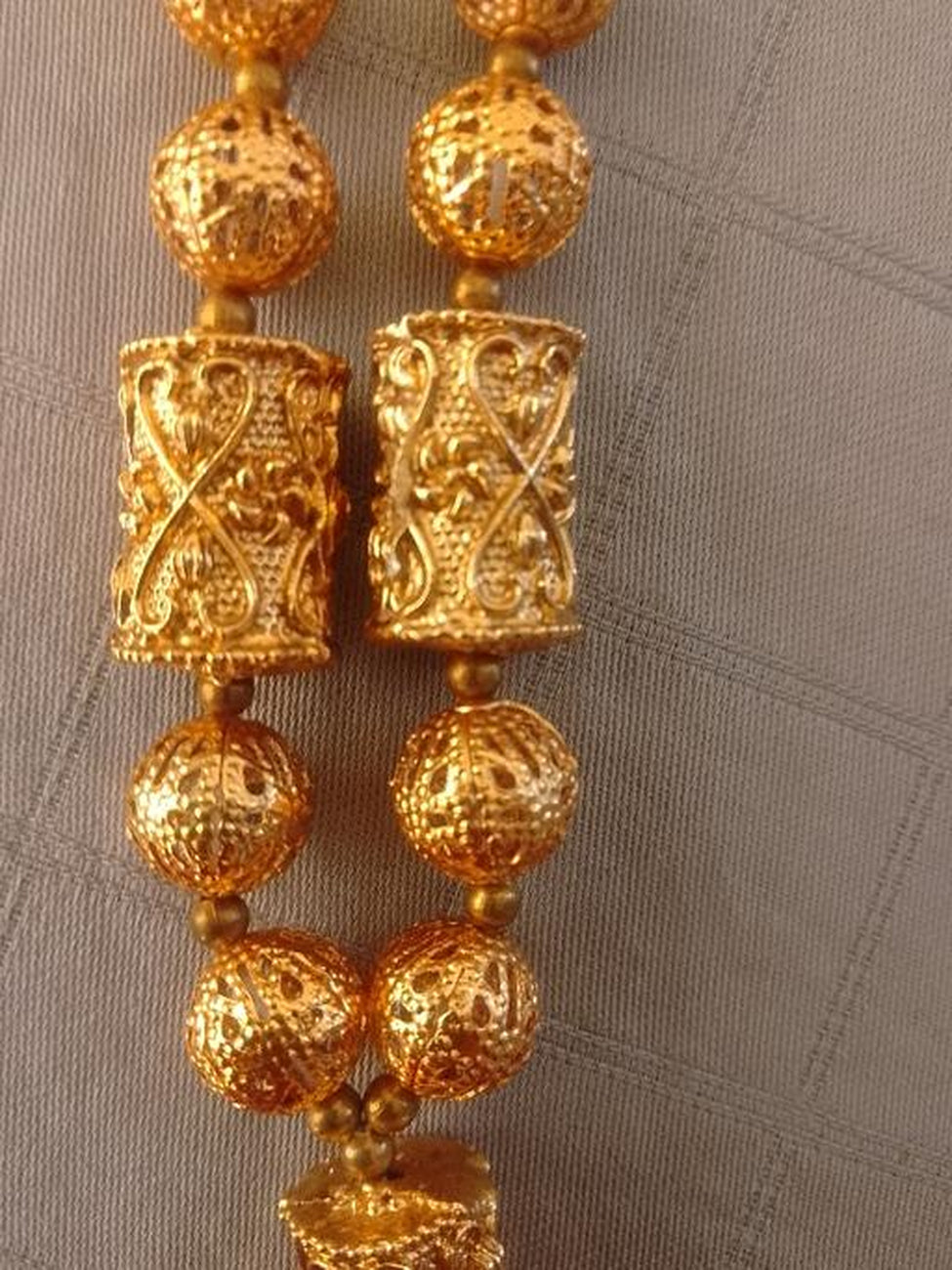 Jewel City Elegant Gold Beaded Tassel Necklace - Traditional Indian Long Chain Jewelry | Grocsy