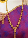 Jewel City Elegant Gold Beaded Tassel Necklace - Traditional Indian Long Chain Jewelry | Grocsy