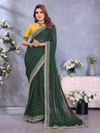 Vedant Vastram Georgette Embroidered & Sequin work Bollywood Fancy Saree - Green | Grocsy