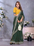 Vedant Vastram Georgette Embroidered & Sequin work Bollywood Fancy Saree - Green | Grocsy