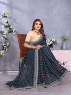 Vedant Vastram Georgette Embroidered & Sequin work Bollywood Fancy Saree - Navy Blue | Grocsy