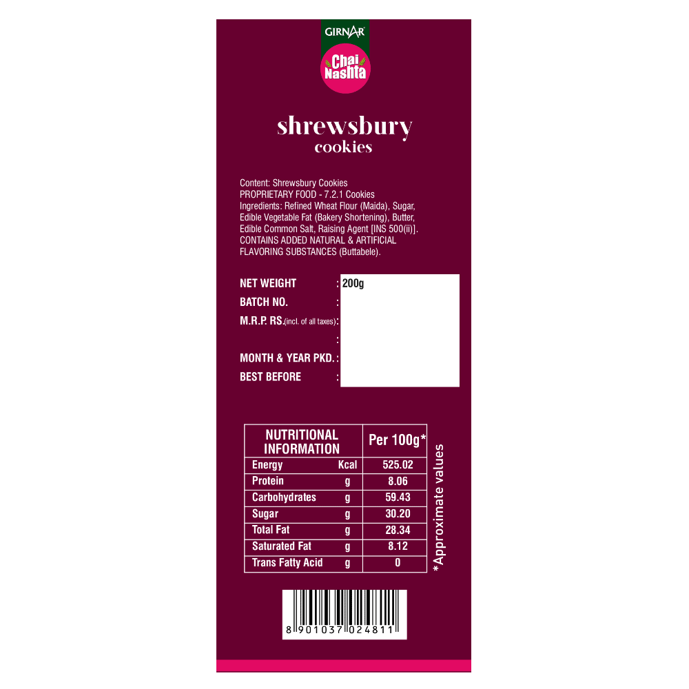 Girnar Chai Nashta - Shrewsbury Cookies | Grocsy