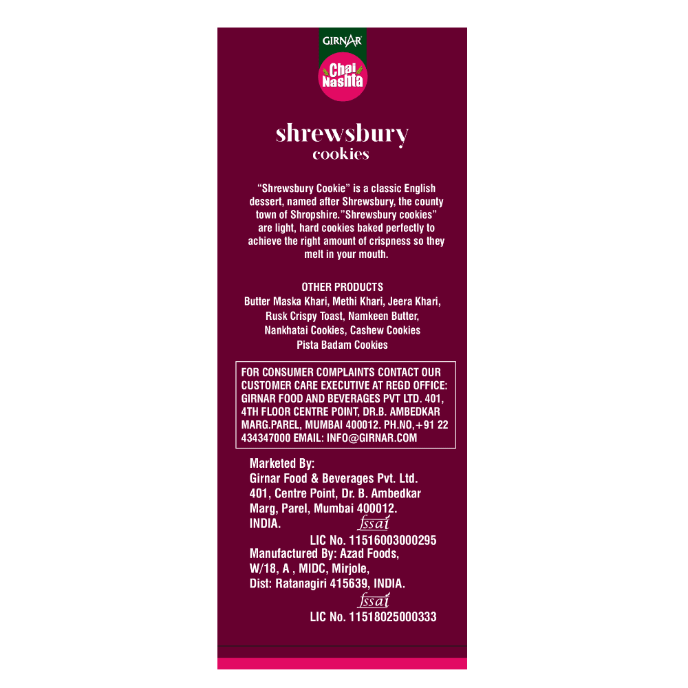 Girnar Chai Nashta - Shrewsbury Cookies | Grocsy